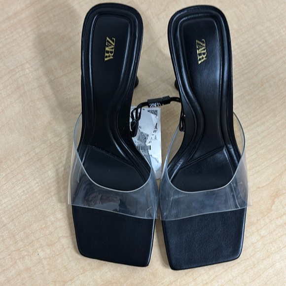 Zara Vinyl Strap Heel Slide Sandals - Picture 8 of 10